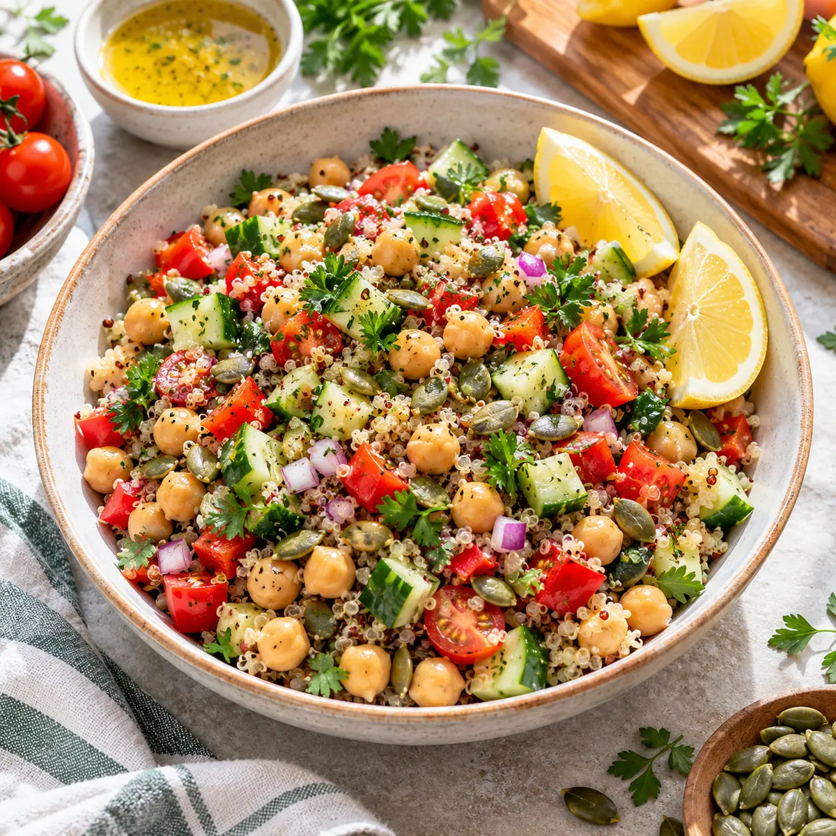Easy chickpea quinoa salad
