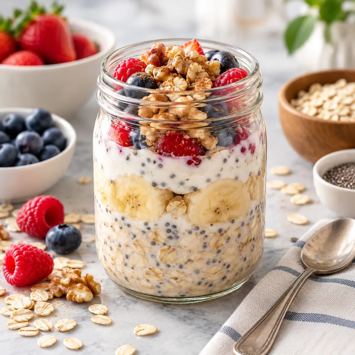 Make-ahead overnight oats with berries